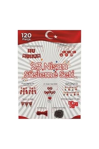 23 Nisan Süsleme Seti, 120 Parça, Zikzak Banner, Flama, Sarkıt Tavan Süsü, Kapı Ve Pencere Süsü, Okul Sınıf Dekorasyon Paketi