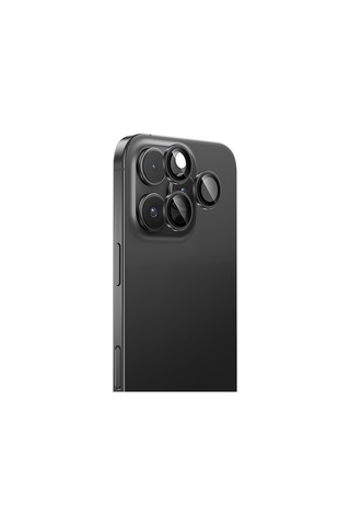 Ennar Apple Uyumlu iPhone 16 Pro Max Gerçek Cam Safir Tam Koruma Safir Kamera Lensi Siyah Siyah