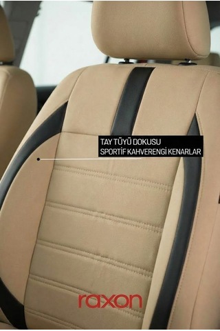 Neptun Plus Serisi Tay Tüyü Kumaş Oto Koltuk Kılıfı Tam Set Airbag Uyumlu Lüks Araç Koltuk Kılıfı Krem