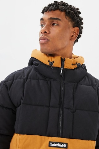 Timberland Progressive Utility Pullover Puffer Erkek 1/2 Fermuarlı Kapüşonlu Şişme Mont Taba-siyah Taba