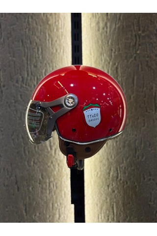Aegis Retro Açik Kask Kirmizi - L Motosiklet Kaskı Kırmızı