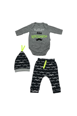 Miniworld Erkek Bebek Karizma Baskılı Lacivert 3'lü Badi Takımı 16748 001
