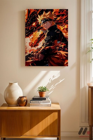 Naruto Kyubi Modu Poster, Çerçevesiz Yüksek Kalite Duvar Afişi - Anime Severlere Özel Hediye