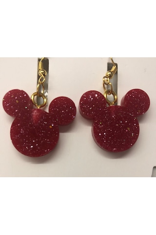 Lim10lubahce Kırmızı Simli Figürlü Küpe Kırmızı