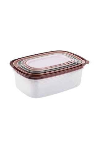 Tantitoni 6'lı Pembe-gri Çok Renkli Plastik Saklama Kabı Seti