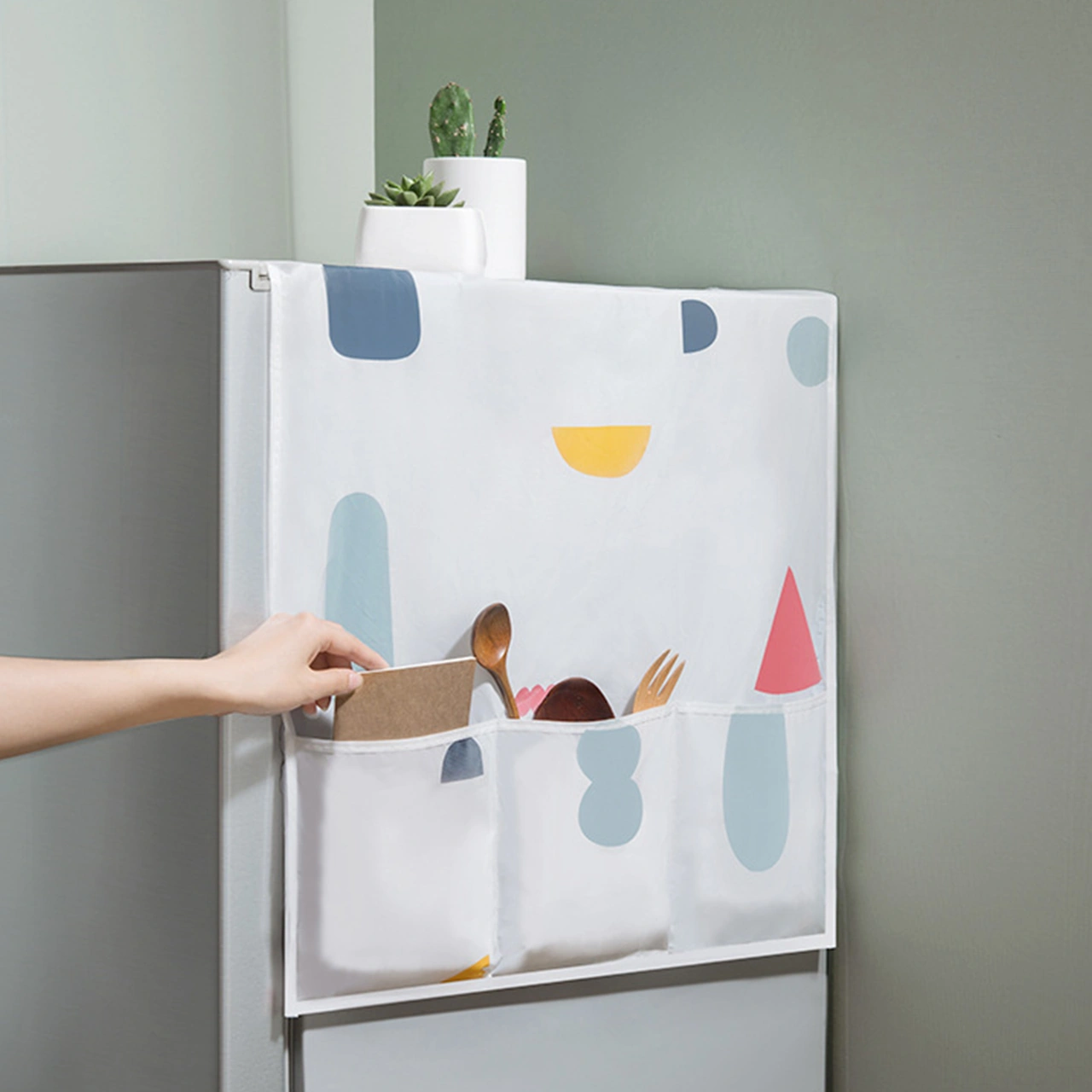 Yuntech01 Peva Materyal Ev Aletleri Koruması Buzdolabı, Çamaşır Makinesi, Mikrodalga - 3 Derin Cep - Su Geçirmez - 130x54 Cm Çok Renkli