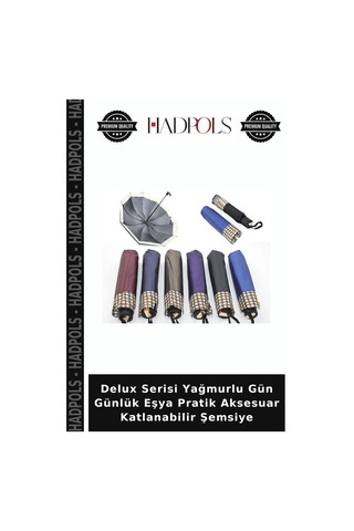 Hadpols Delux Serisi Yağmurlu Gün Günlük Eşya Pratik Aksesuar Katlanabilir Şemsiye Belirtilmemiş