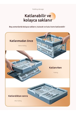 Snapbuy Katlanır Sepet, Alışveriş, Piknik, Market, Taşıma, Depolama Ve Kamp İçin Uygundur Büyük Beden Mavi