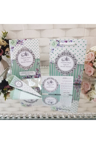 Kalpli Yeşil Yasin-I Şerif + Çanta + Isimli Magnet + Lokumluk