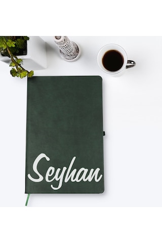 Bitmeyenkartus Kişiye Özel El Yazılı Yeşil Termo Deri Defter Model 2