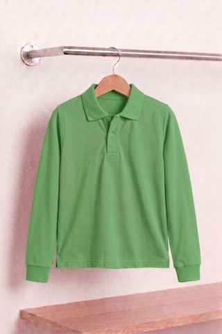 Nacar Store Unisex Çocuk Uzun Kollu Polo Yaka Lakost Okul Tişörtü Fıstık Yeşil