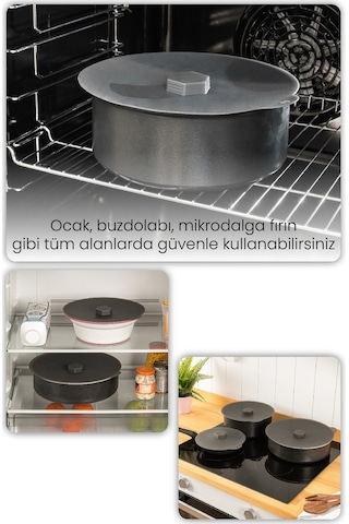 Vienev Silikon Tencere Isı Koruyucu Tava Kapağı Antrasit 3'lü