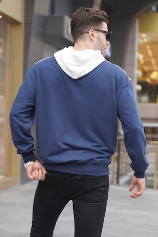 Madmext Lacivert Kapüşonlu Desenli Sweatshirt 6022 Lacivert