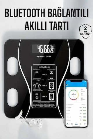 Mey İthalat Akıllı Tartı Bluetooth Bağlantılı Yağ Ölçebilen Tartı Yeni Nesil Çok Renkli