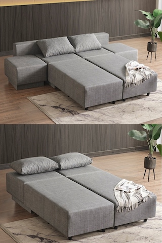 Kagu Corner Poly-l Köşe Takimi-kanepe-yatak-dinlenme Gri