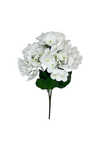 Yapay Çiçek Islak Ortanca Çiçeği Beyaz 45cm 5dal Islak Gerçeksi Dokulu Beyaz