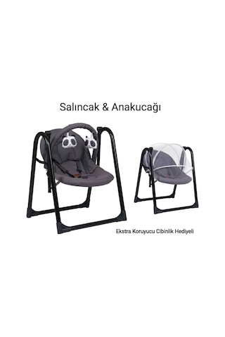 Turhan Bebe Salıncak Ana Kucağı Kolik Bebek Salıncağı Ev Tipi Salıncak Beşik Hamak Cibinlik Siyah Siyah