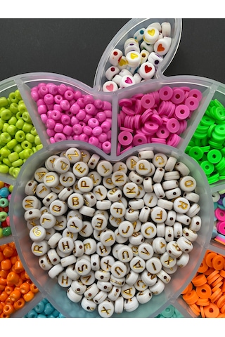 Elma Desenli Kutuda Kum Ve Fimo Takı Yapım Hobi Seti Kendin Yap