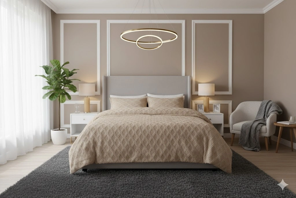 Jakarlı Sakallı Yatak Örtüsü Tek Kişilik Eva Kapuccino Diğer