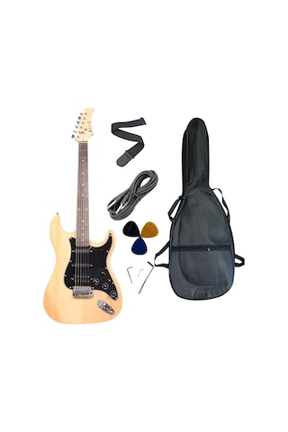 Strat Kasa Hss Manyetik Aeg111-natural Elektro Gitar Kılıf-pena-kablo Dahil