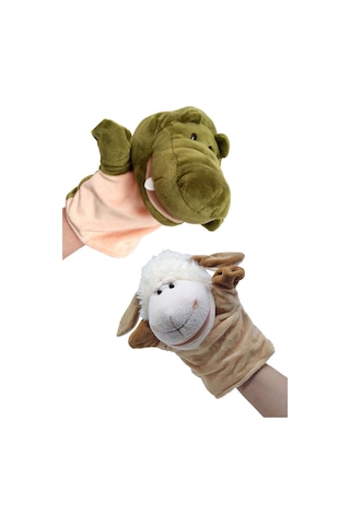 Eğitici Ve Eğlenceli Peluş Kukla Seti Ağzı Hareket Edebilen Kukla Oyun Seti Yeşil