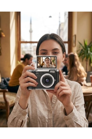 48 Mp Kompakt Dijital Kamera 4k Video 8x Zoom Ve Flip Ekran Selfie Vlog Uyumlu
