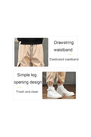 Sones Erkek Bağcıklı Pantolon Çok Cepli Günlük Pantolon Yeşil