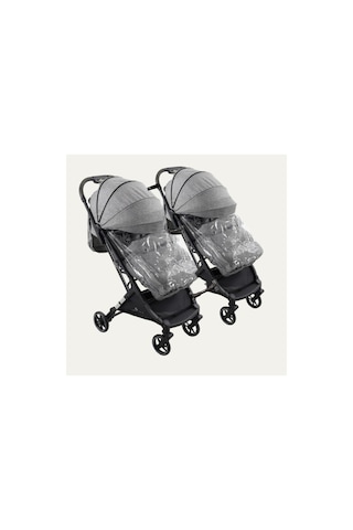 Prego Yan Yana Birleştirmeli Kabin Boy İkiz Bebek Arabası Ayak Örtüsü + Yağmurluk + Taşıma Çanatası