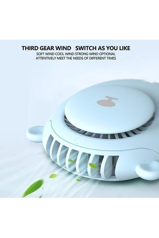 Taşınabilir Boyun Fan Sevimli Ayı Açık Seyahat Elbisesi Bel Olabilir Hung Küçük Fan Ayarlanabilir 2 Hız Minifan G41 Dbs4mh Mavi
