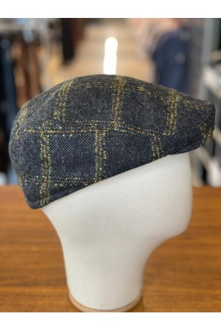 Hamze İngiliz London Model Kareli Kaşe Kumaş Kasket Şapka Gri