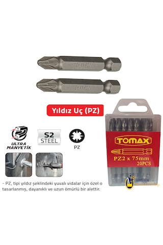 Tomax Pz2 X 75 Mm Bits Uç 20 Adet