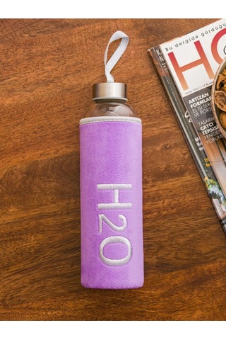 H2o Kadife Kılıflı Cam Matara 600 Ml - Renk Seçenekli Mor