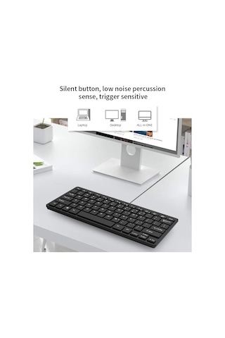 Geeksen Mini Klavye 78 Tuşlu Mini Klavye Usb İle Çalışan Kablolu Klavye Çikolata Klavye Taşınabilir O Siyah