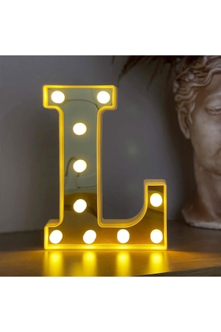 Dekoratif Led Işıklı 3d L Harfi Büyük Boy Organizasyon Doğum Günü