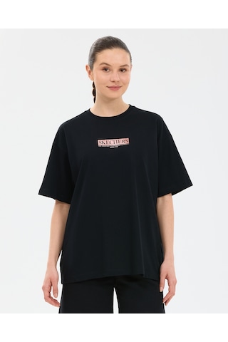 Skechers W Oversize Fit Graphic T-shirt Kadın Siyah Tshirt S2610063-3817