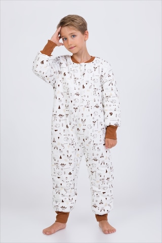 Kız Erkek Çocuk Kalın Elyaf Dolgulu Premium Kalite 2.5 Tog Desenli Uyku Tulumu Kahverengi - Ekru