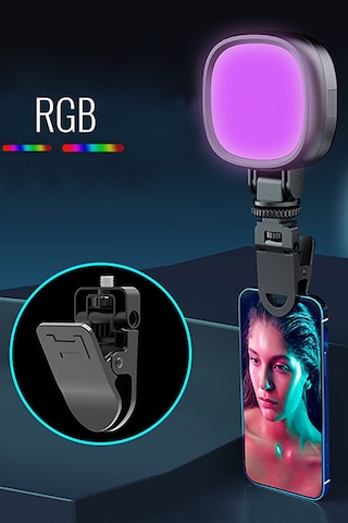 Şarjlı Rgb Led Selfie Video Kamera Işığı Tripod Uyumlu Ve Mandall