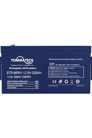 Tommatech Lfp Mrn1 Series 12.8v 200ah Lv
