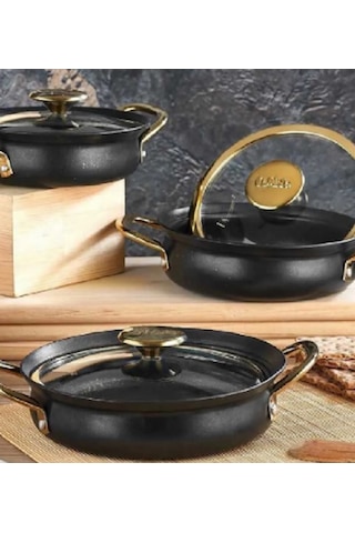 Oms Bakraç Granit Sahan Seti Siyah 3724