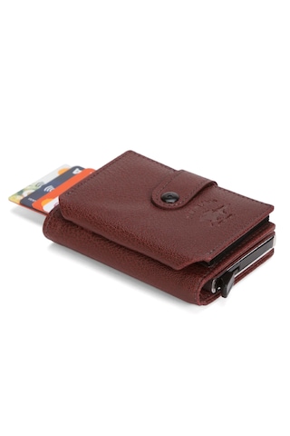 Newish Polo Rfid Özellikli Patlı Mekanizmalı Akordiyon Kartlık Cüzdan- Suni Deri Bordo