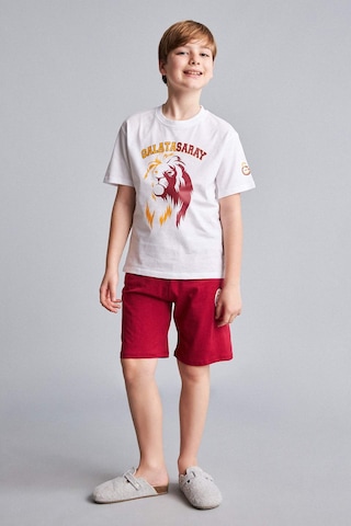 Defacto Galatasaray Kısa Kollu Pijama Üst Şort Pijama Alt 2li Pijama Takımı Erkek Çocuk H7511a826hswt34 Beyaz-wt34