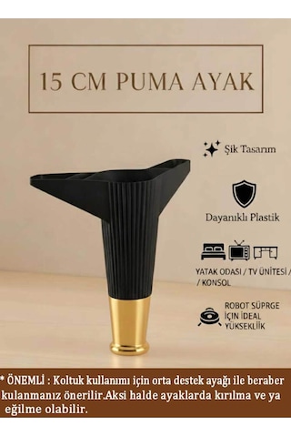 Puma 15 Cm Siyah-altın 8 Adet Mobilya Kanepe Tv Ünitesi Dolap Kosol Ayağı Altın
