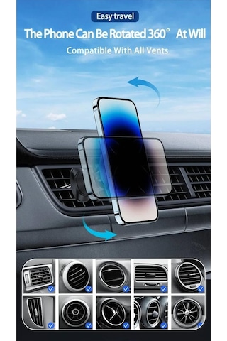 Magnetic 15w Kablosuz Araç İçi Cep Telefonu Şarj 2in1 Telefon Tutucu Ve Şarj Araç Universal Model Uyumlu Havalandırma Ve Izgarasına Montaj Mıknatıs Tasarım D12 D12 2 Mixed