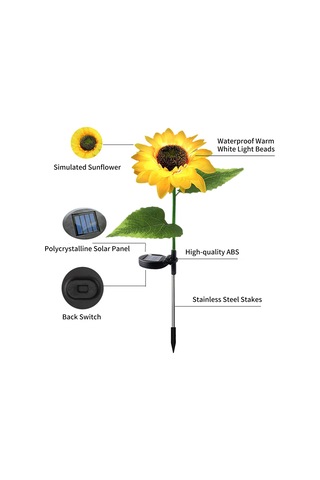 Qingmipy 2'li Ayçiçeği Şekilli Güneş Enerjili Bahçe Aydınlatma Lambaları, Otomatik Açma/kapama, Su Geçirmez, Patio Ve Çim Alanlar İçin Dekoratif Aydınlatma Ilık Beyaz