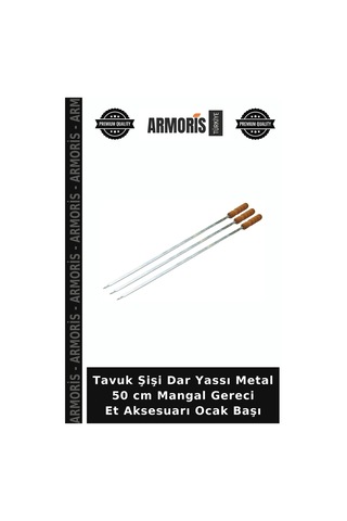 Tavuk Şişi Dar Yassı Metal 50 Cm Mangal Gereci Et Aksesuarı Ocak Başı