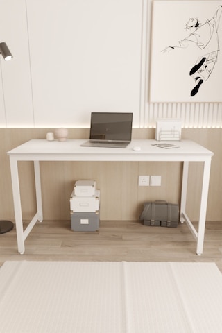 Çalışma Masası Bilgisayar Ofis Masası 60 X 140 Cm Beyaz - Beyaz