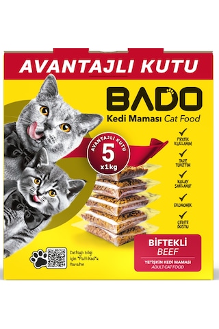 Bado Yetişkin Kedi Maması Etli 5x1kg
