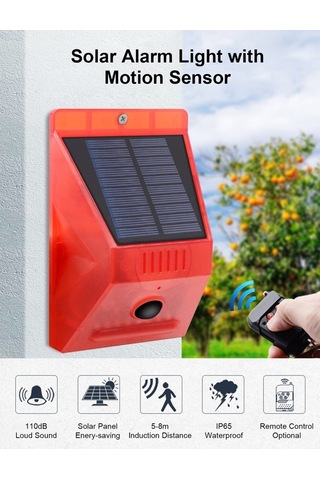 Besthome1 110db Yüksek Sesli Güvenlik Alarmı - Hareketli, Ip65 Su Geçirmez, Uzaktan Kumandalı, Kırmızı, Model X, Boyut S, Giriş