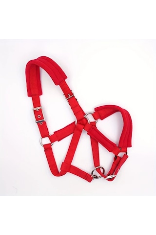 Elmpaly Kırmızı S Boy Naylon Örgülü Ayarlanabilir At Başlığı
