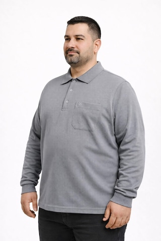Classics Men Simenti Büyük Beden Erkek Polo Yaka Sweatshirt - 7564 Gri